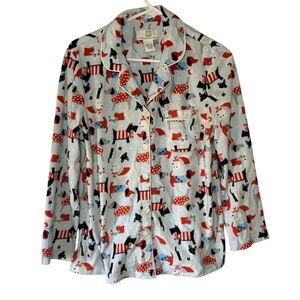 Karen Neuburger pajamas fleece dog print blue size medium